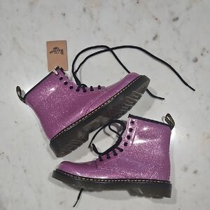 Dr.Martens 1460 Dark Pink Glitter Lace Up Boots
